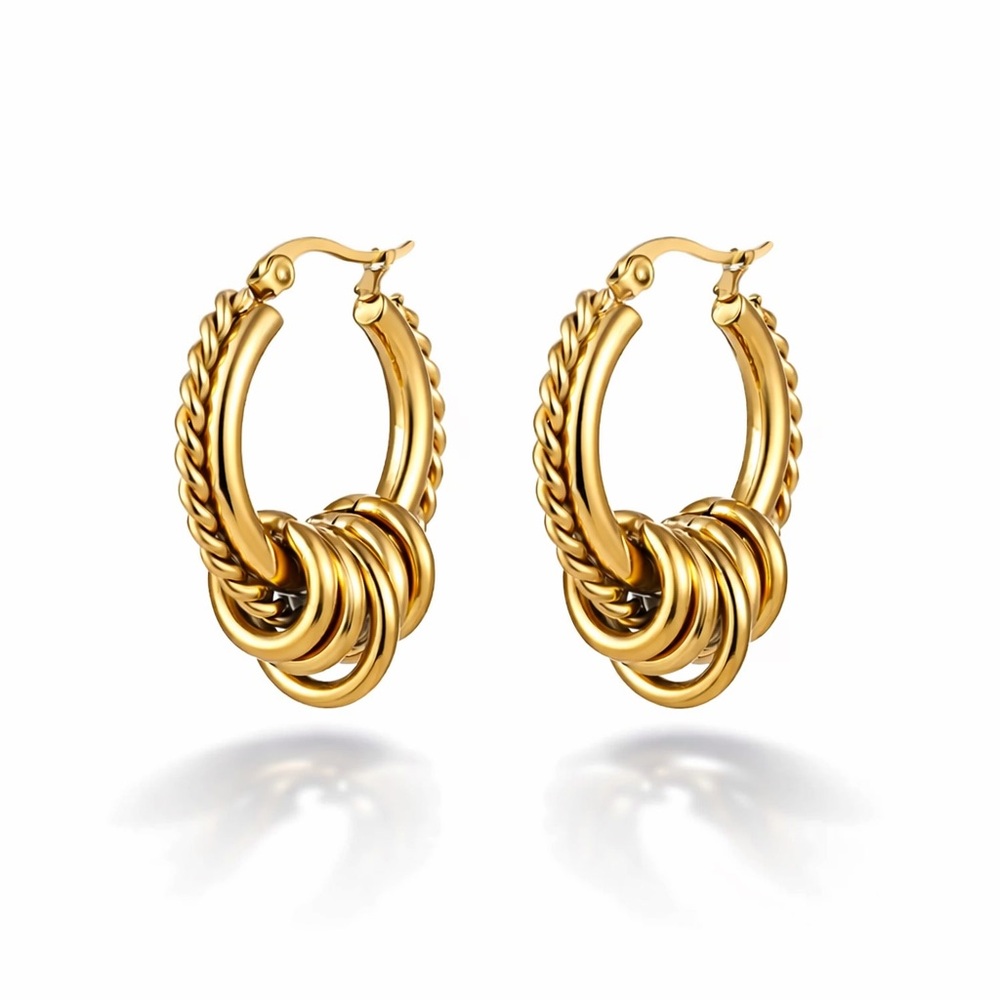 New 18k gold plated Orbita Interlock Hoops - Picture 2 of 3
